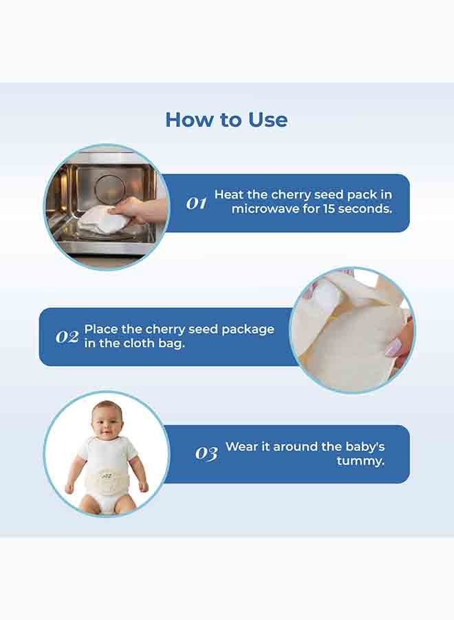 BabyJem حزام الكرز للأطفال 0 شهرًا فما فوق، مادة طبيعية، تخفيف آلام الغازات، غطاء قابل للغسل، معيار OEKO-TEX 100، هدية لمولود جديد، رفاهية النوم، ضغط لطيف باللون الأبيض - Image 4